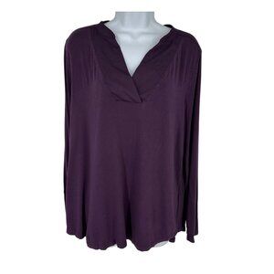 Chicos Purple Long-Sleeve V-Neck Loose Fit Blouse Women's Size 2 US L